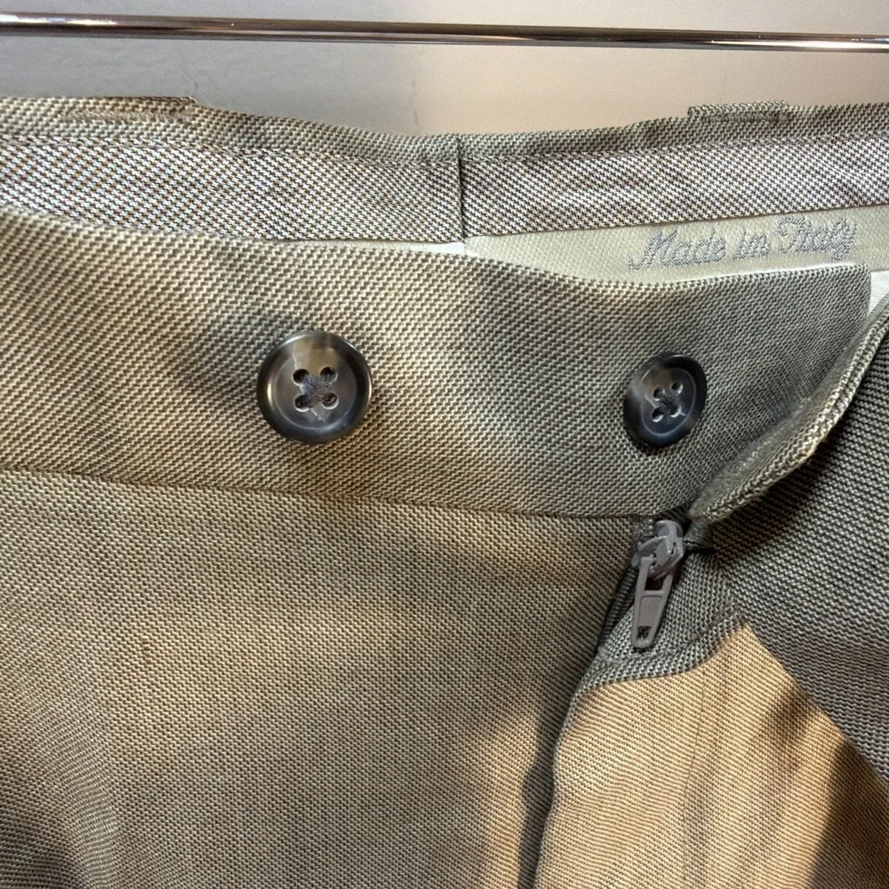 CESARANI Italy Vintage Men Pleated Dress Pants Slacks Trouser Tan Khaki 36x32